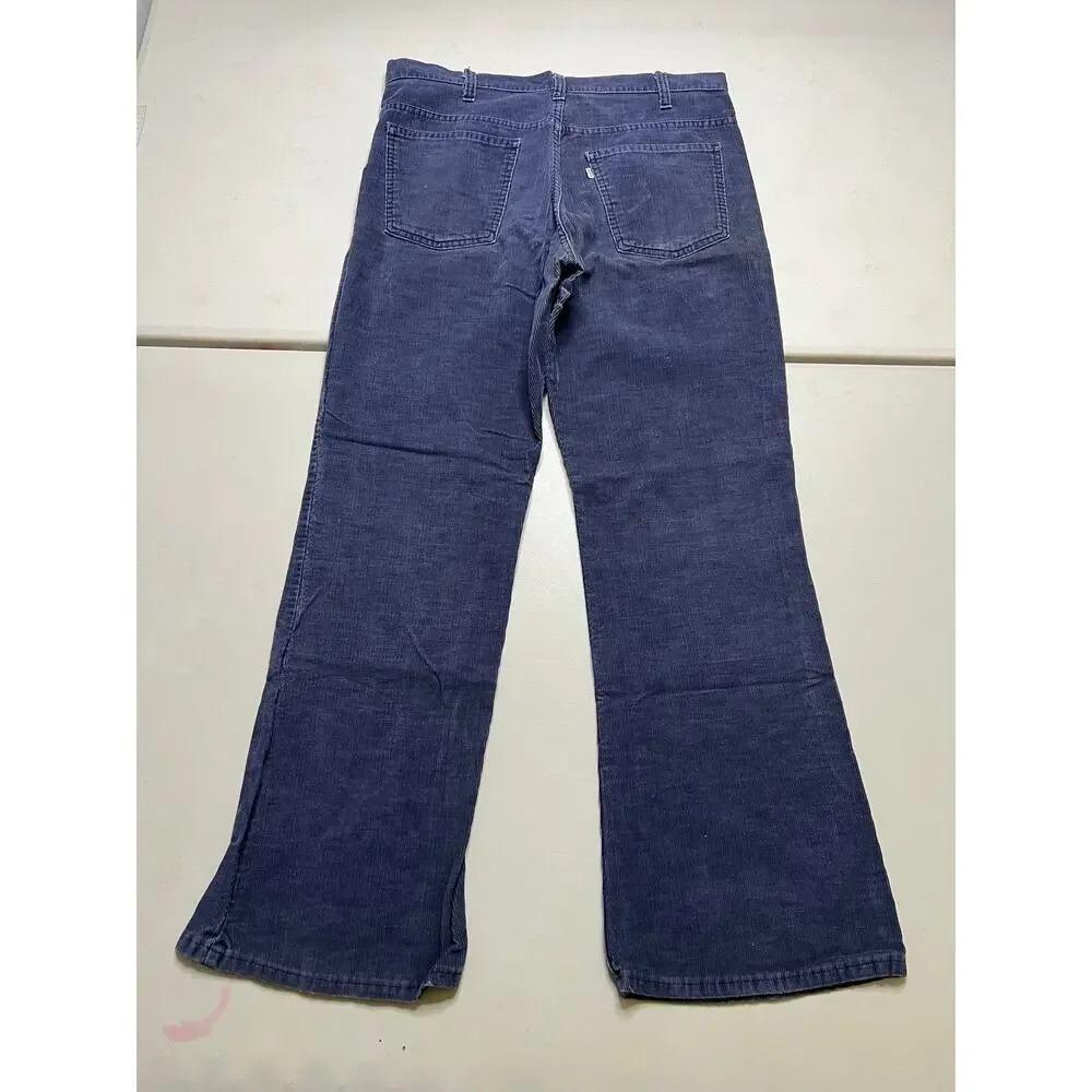 VTG 1980s Levi's 646 Flared Corduroy Trousers Navy Cotton 36W x‎ 31L